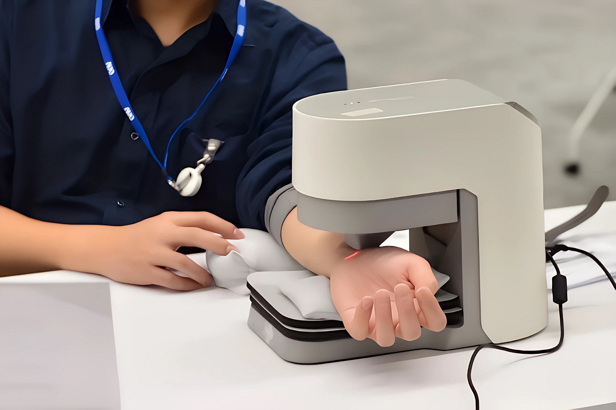 友達耘康中醫數位化檢測解決方案之脈象檢測系統採用高靈敏多點式壓力感測器，可真實還原「寸、關、尺」三部脈象量測結果